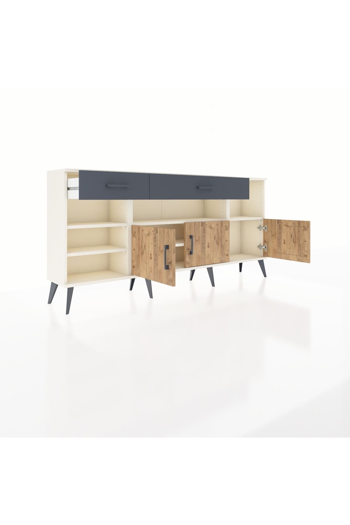 Arges Konsol 5 Raflı 2 Çekmeceli 3 Kapaklı 176x30x83 - S148M013V02A