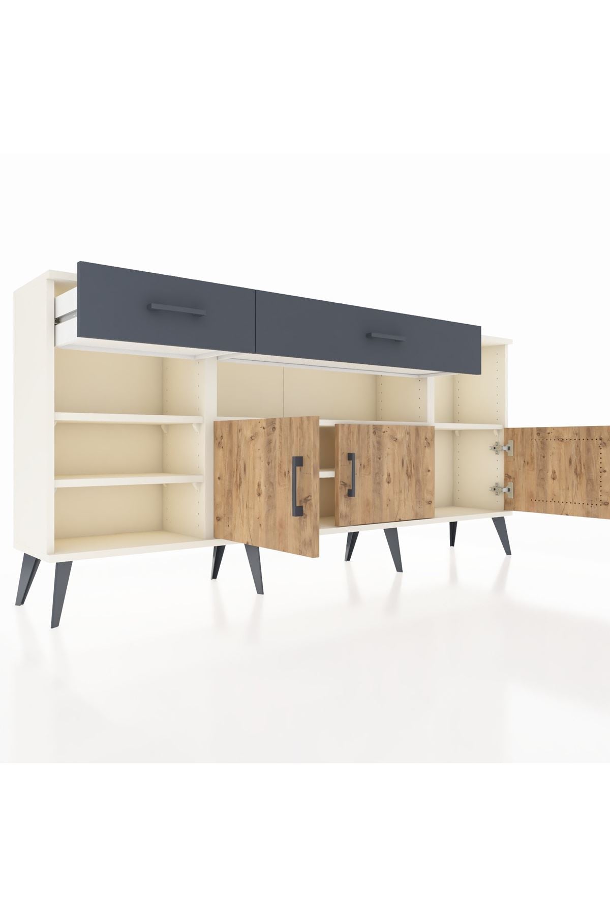 Arges Konsol 5 Raflı 2 Çekmeceli 3 Kapaklı 176x30x83 - S148M013V02A