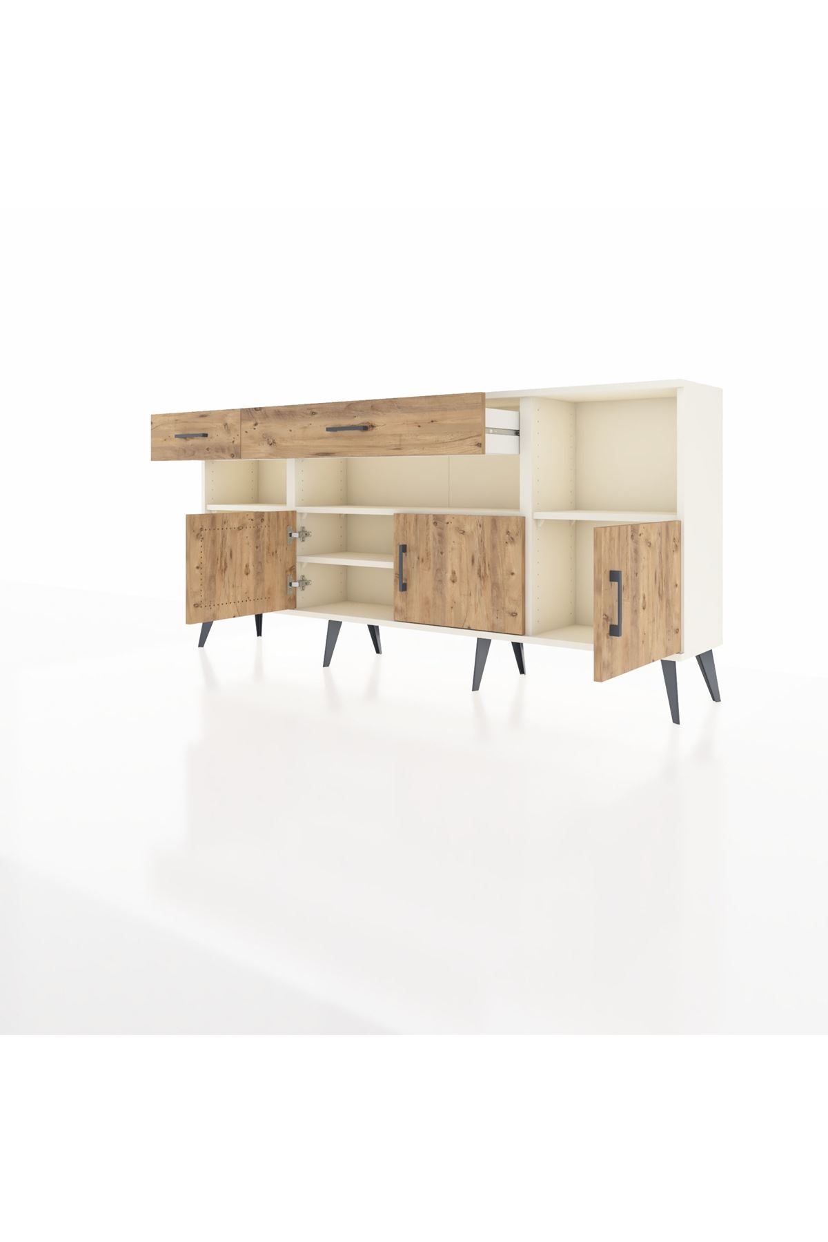 Arges Konsol 5 Raflı 2 Çekmeceli 3 Kapaklı 176x30x83 - S148M013V03A
