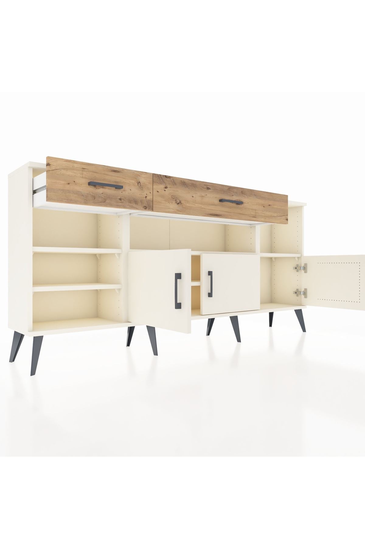 Arges Konsol 5 Raflı 2 Çekmeceli 3 Kapaklı 176x30x83 - S148M013V06A
