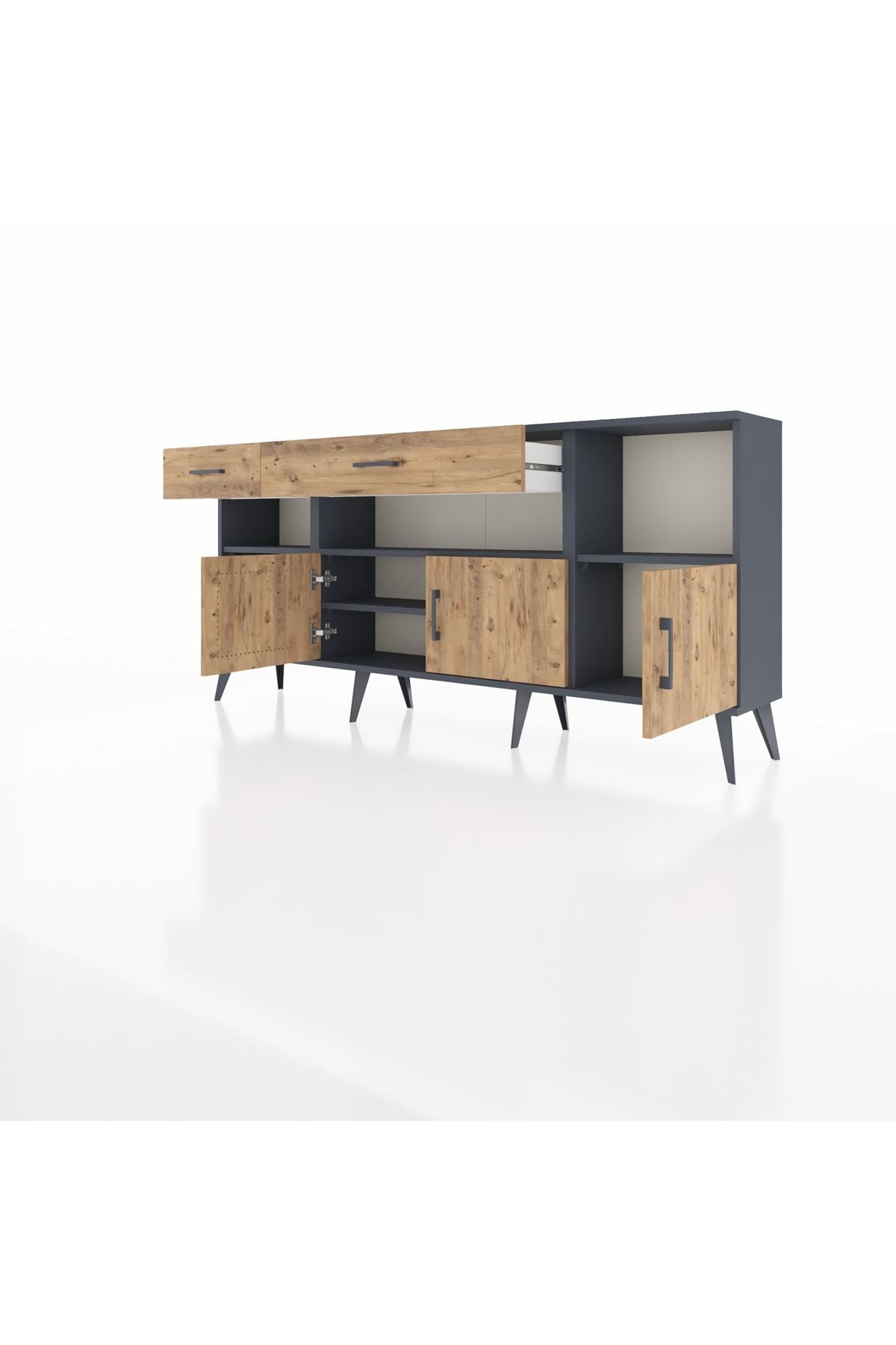 Arges Konsol 5 Raflı 2 Çekmeceli 3 Kapaklı 176x30x83 - S148M013V12A