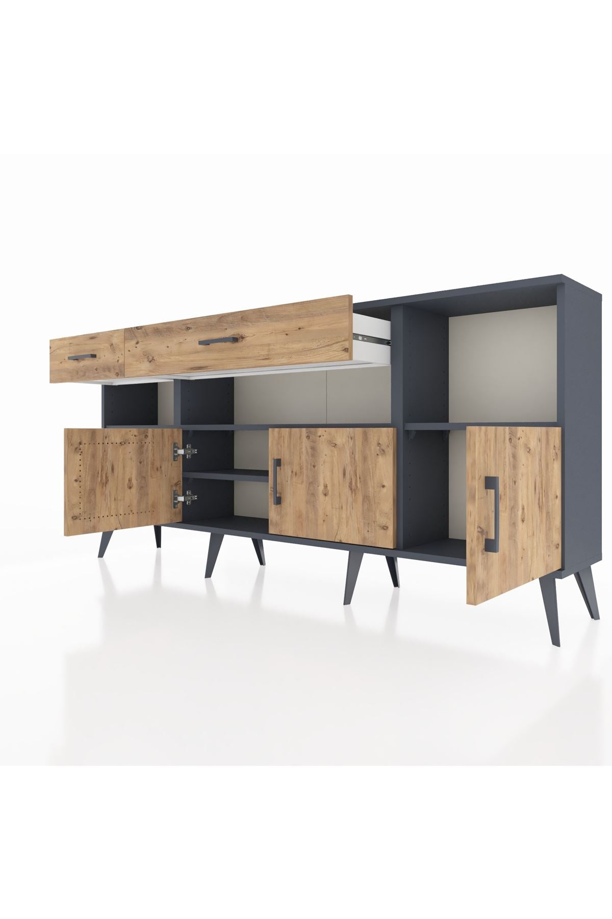 Arges Konsol 5 Raflı 2 Çekmeceli 3 Kapaklı 176x30x83 - S148M013V12A