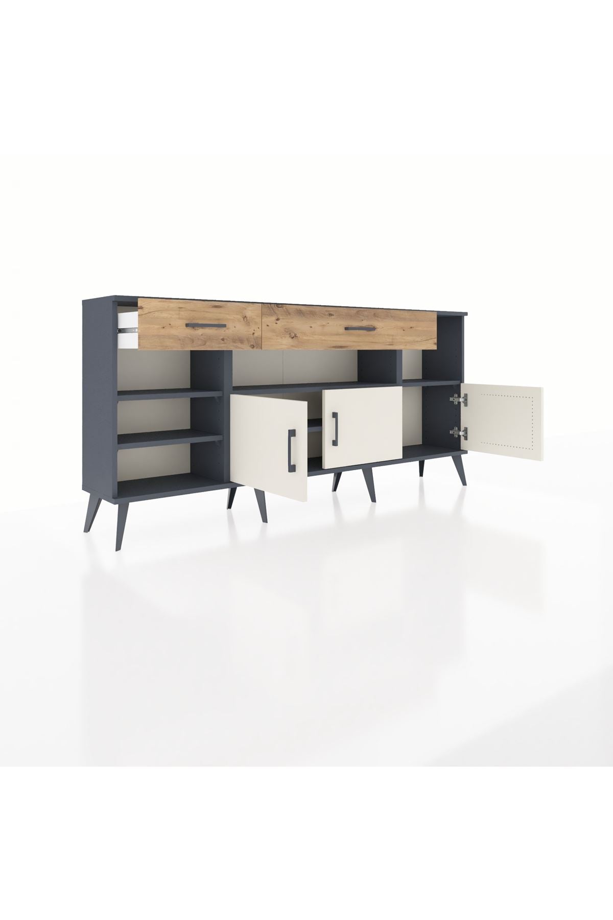 Arges Konsol 5 Raflı 2 Çekmeceli 3 Kapaklı 176x30x83 - S148M013V15A