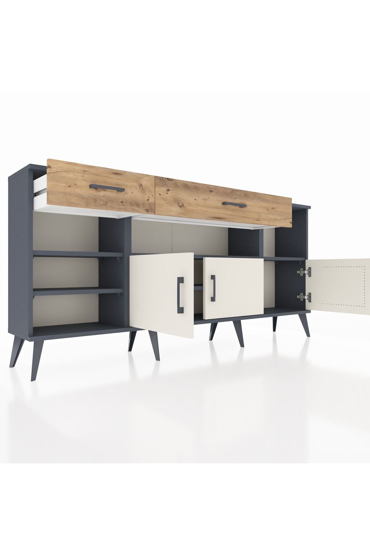 Arges Konsol 5 Raflı 2 Çekmeceli 3 Kapaklı 176x30x83 - S148M013V15A