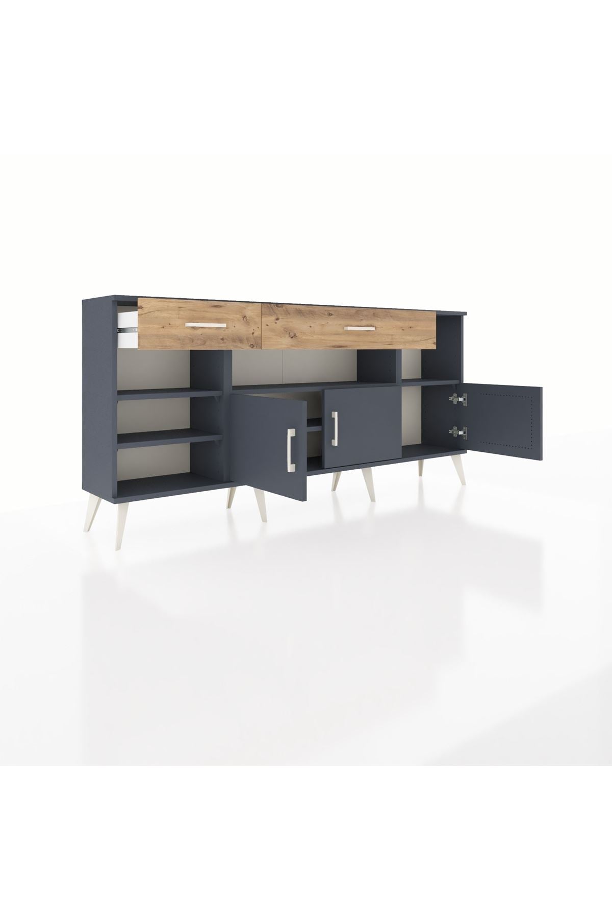 Arges Konsol 5 Raflı 2 Çekmeceli 3 Kapaklı 176x30x83 - S148M013V18A