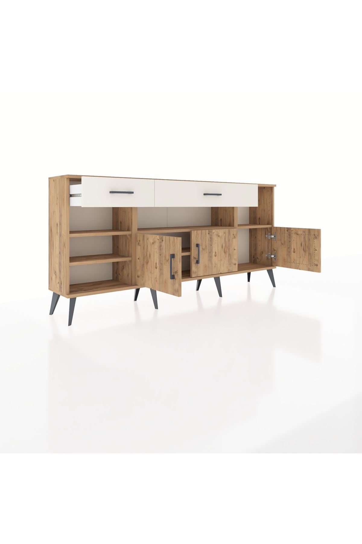 Arges Konsol 5 Raflı 2 Çekmeceli 3 Kapaklı 176x30x83 - S148M013V19A