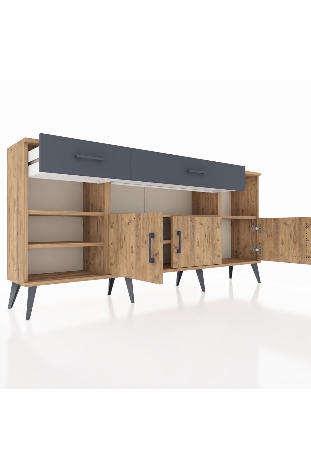 Arges Konsol 5 Raflı 2 Çekmeceli 3 Kapaklı 176x30x83 - S148M013V20A