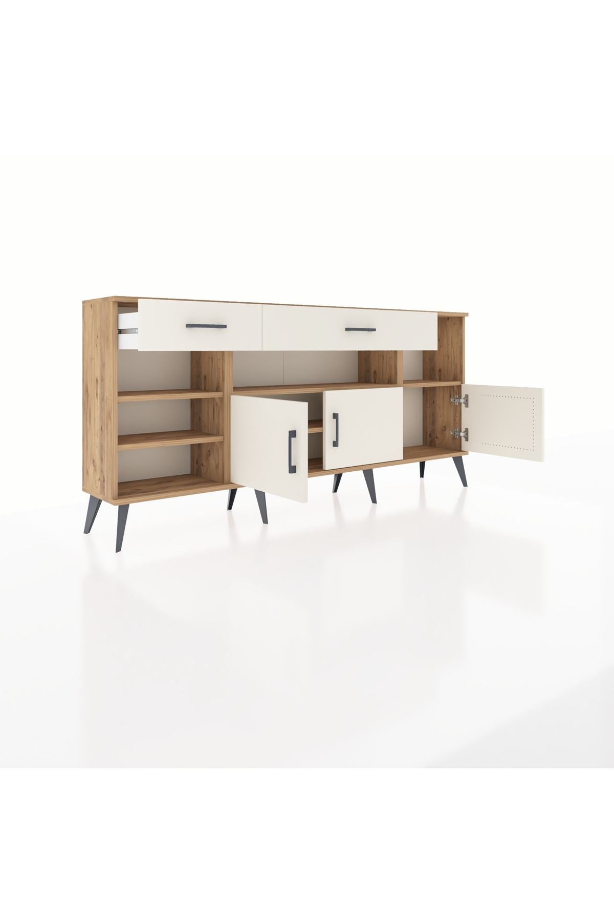 Arges Konsol 5 Raflı 2 Çekmeceli 3 Kapaklı 176x30x83 - S148M013V22A