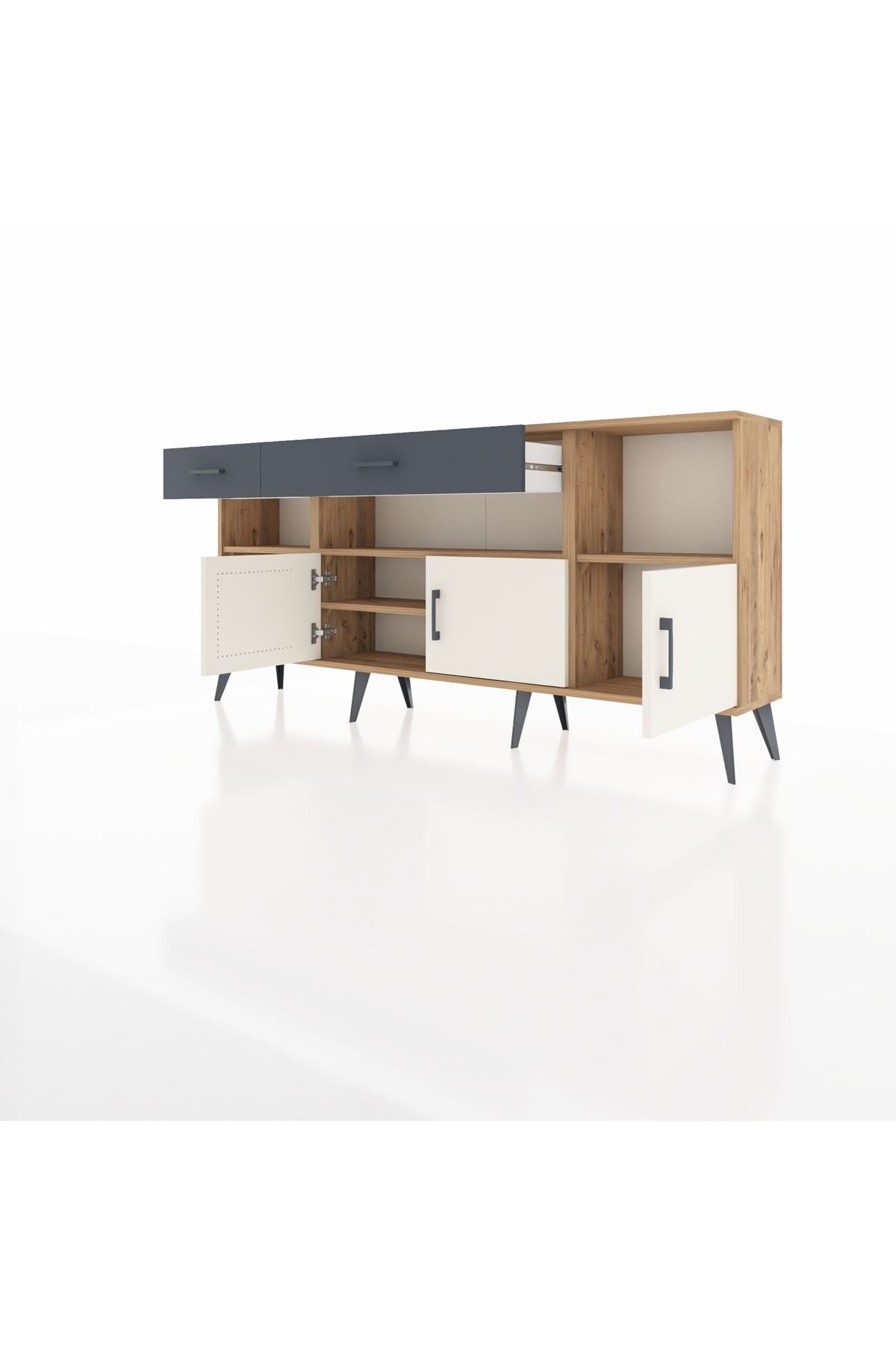 Arges Konsol 5 Raflı 2 Çekmeceli 3 Kapaklı 176x30x83 - S148M013V23A