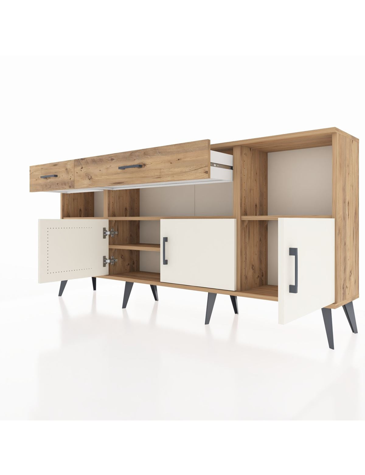 Arges Konsol 5 Raflı 2 Çekmeceli 3 Kapaklı 176x30x83 - S148M013V24A
