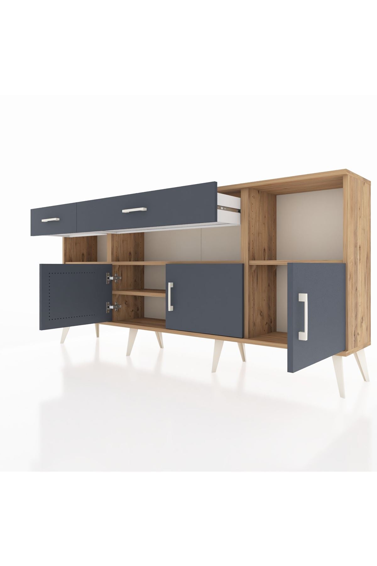 Arges Konsol 5 Raflı 2 Çekmeceli 3 Kapaklı 176x30x83 - S148M013V26A