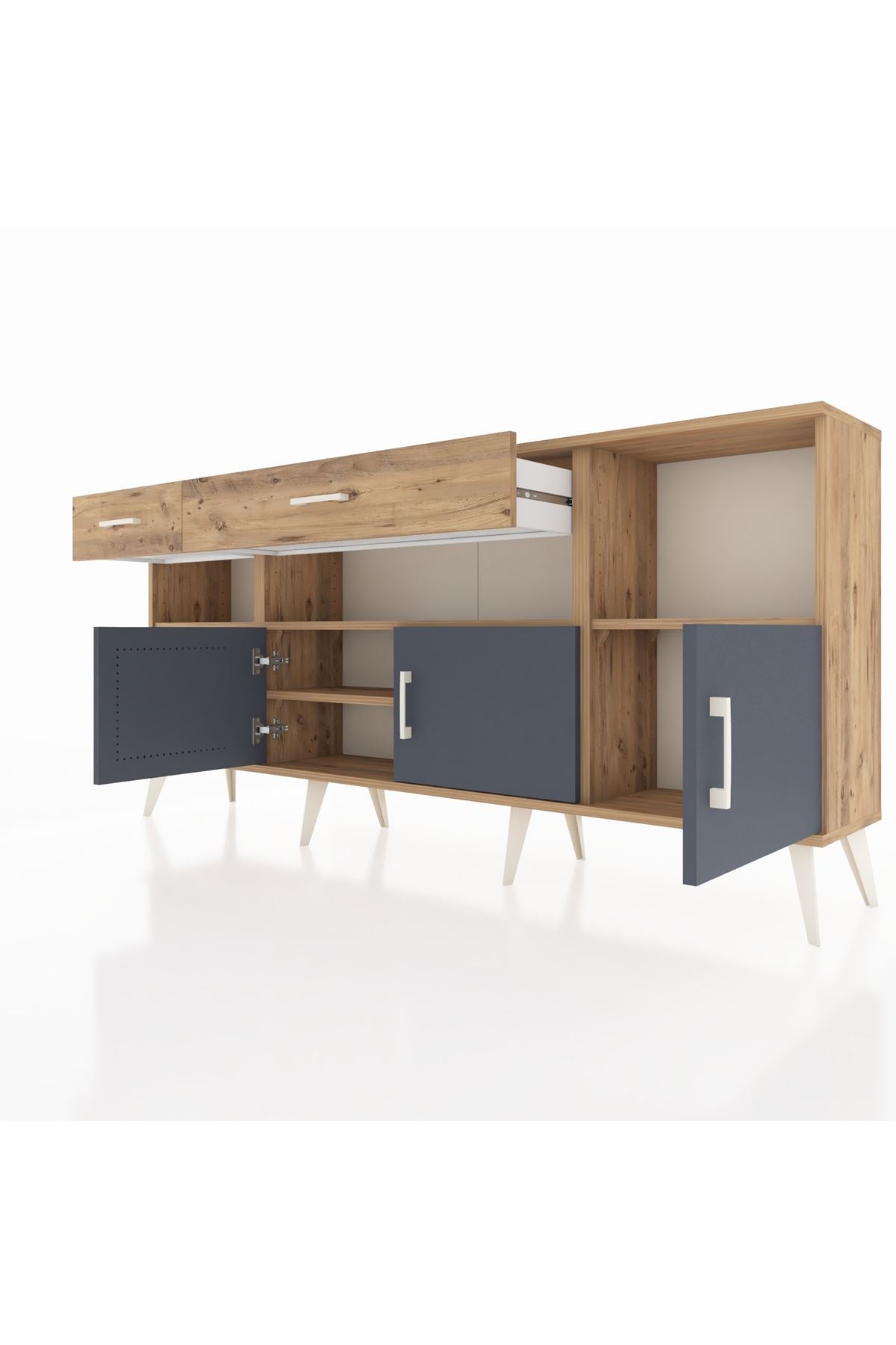Arges Konsol 5 Raflı 2 Çekmeceli 3 Kapaklı 176x30x83 - S148M013V27A