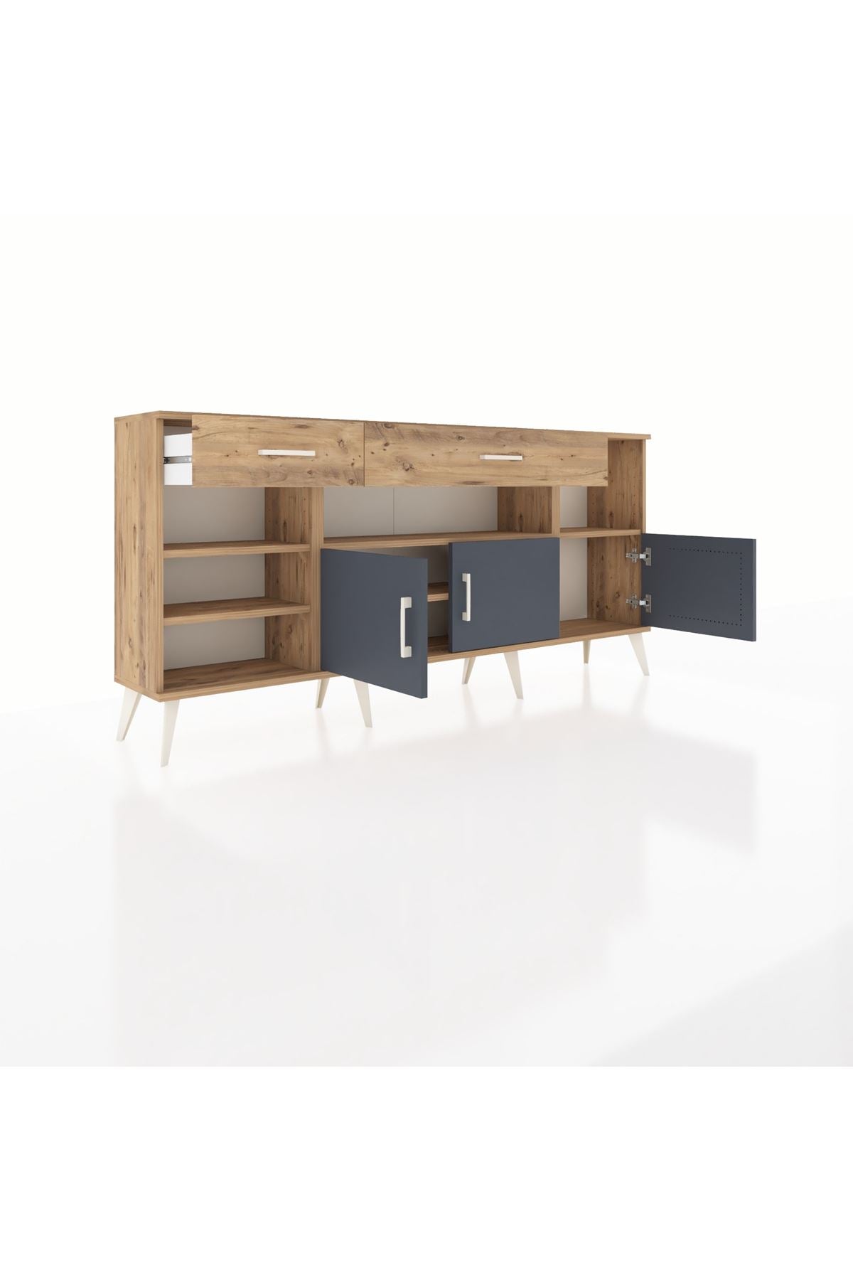 Arges Konsol 5 Raflı 2 Çekmeceli 3 Kapaklı 176x30x83 - S148M013V27A