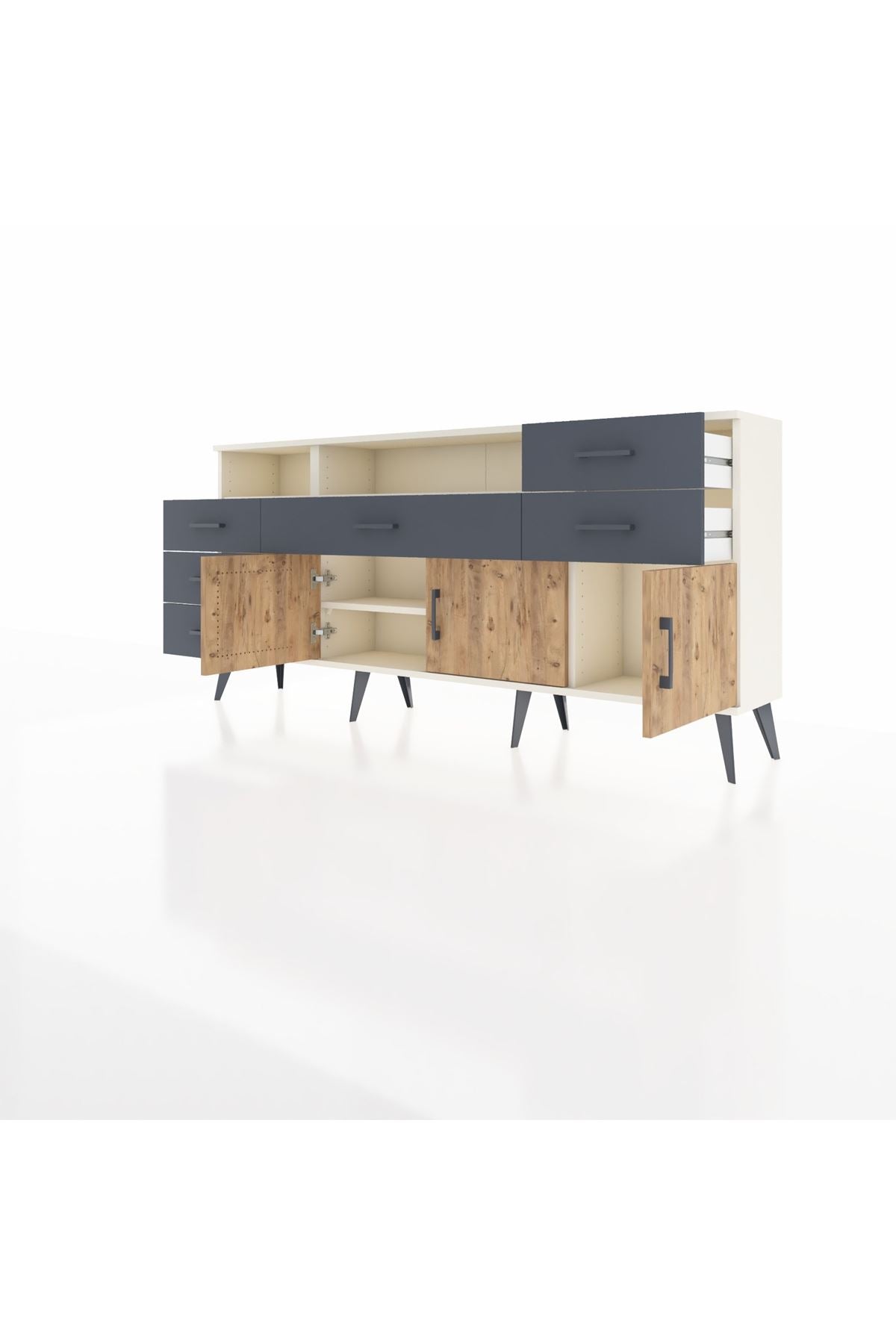 Arges Konsol 3 Raflı 6 Çekmeceli 3 Kapaklı 176x30x83 - S148M014V02A