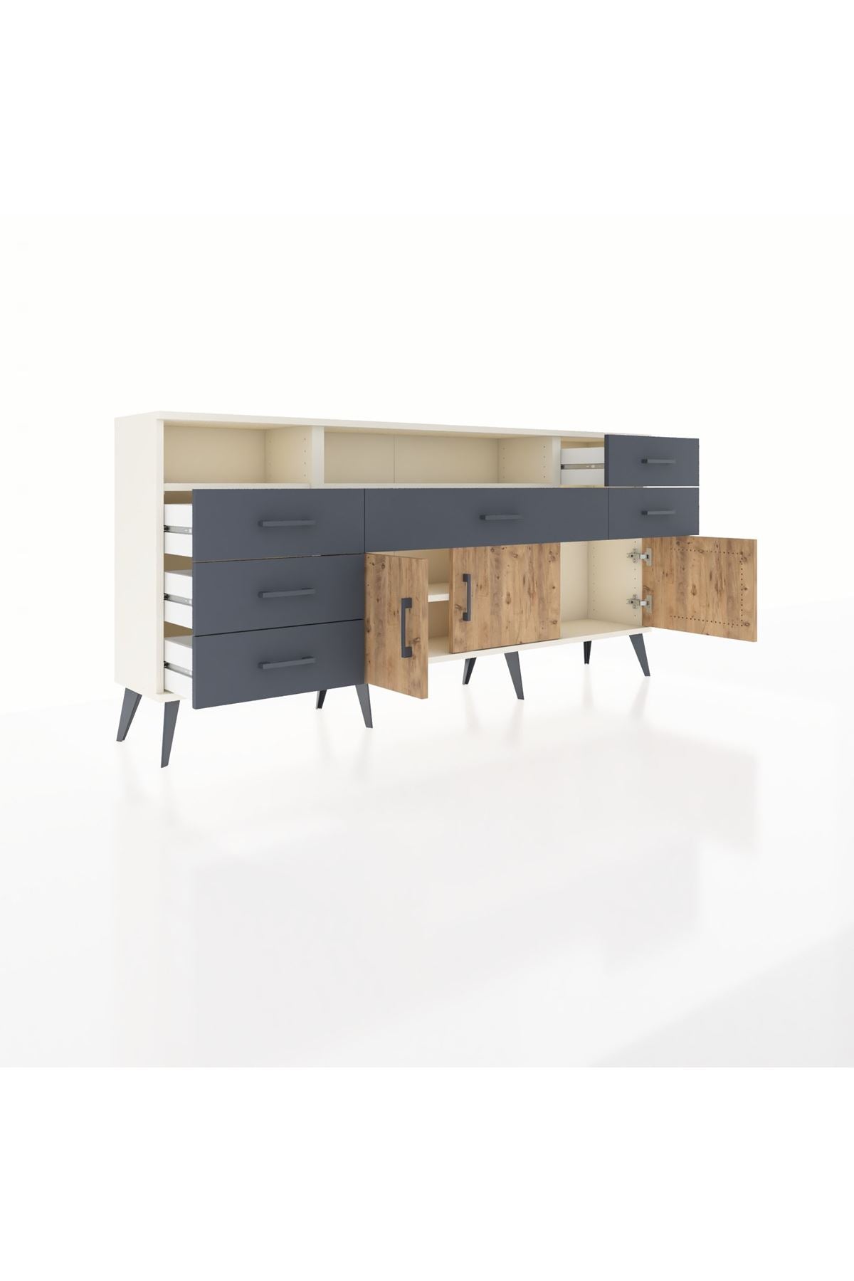 Arges Konsol 3 Raflı 6 Çekmeceli 3 Kapaklı 176x30x83 - S148M014V02A