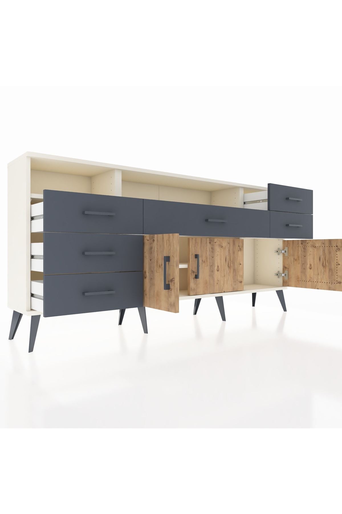 Arges Konsol 3 Raflı 6 Çekmeceli 3 Kapaklı 176x30x83 - S148M014V02A