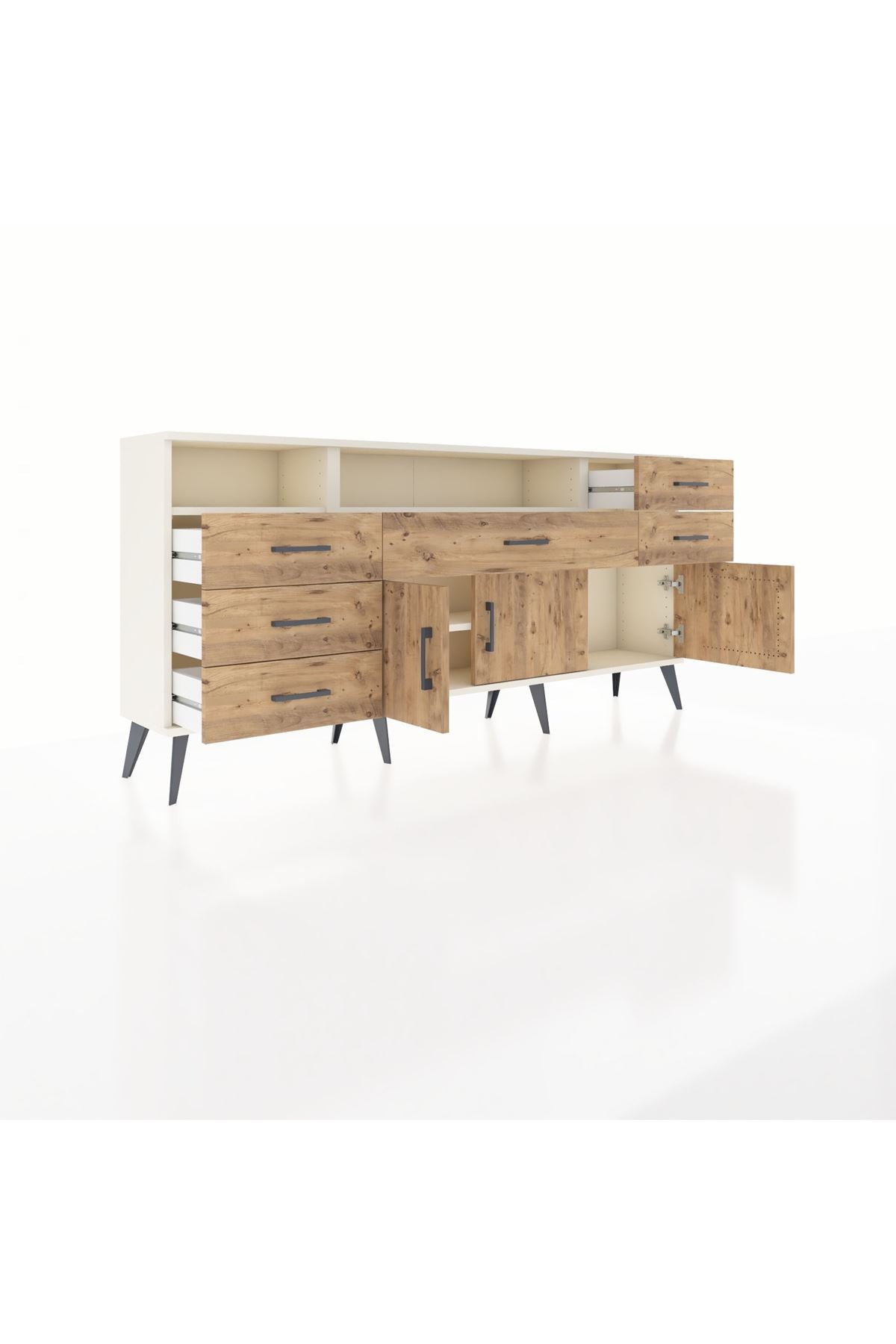 Arges Konsol 3 Raflı 6 Çekmeceli 3 Kapaklı 176x30x83 - S148M014V03A