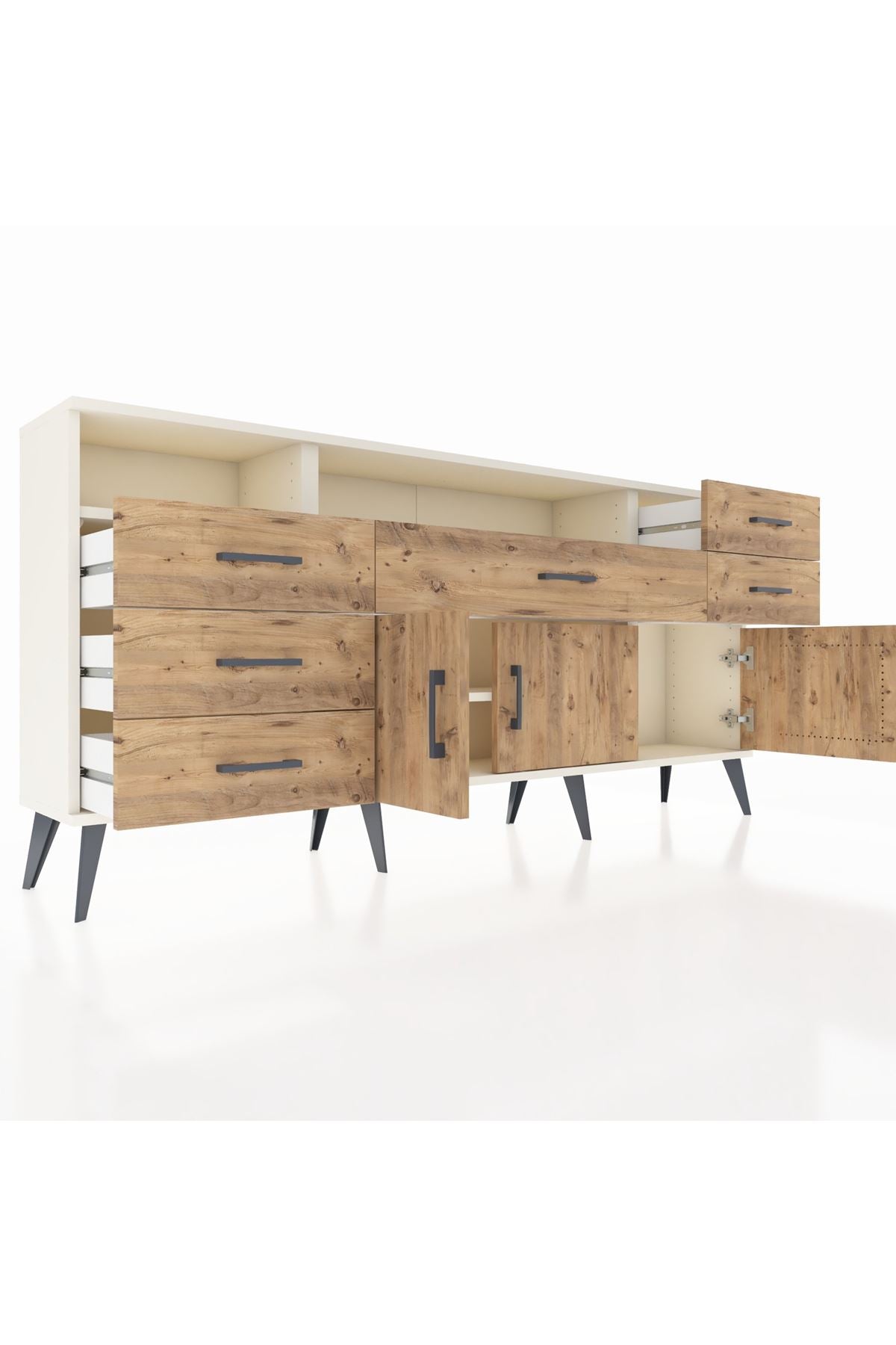 Arges Konsol 3 Raflı 6 Çekmeceli 3 Kapaklı 176x30x83 - S148M014V03A