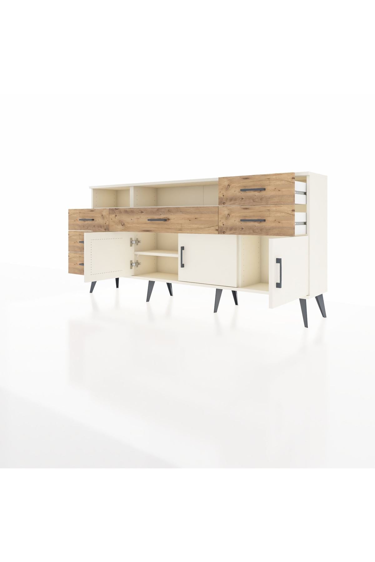 Arges Konsol 3 Raflı 6 Çekmeceli 3 Kapaklı 176x30x83 - S148M014V06A