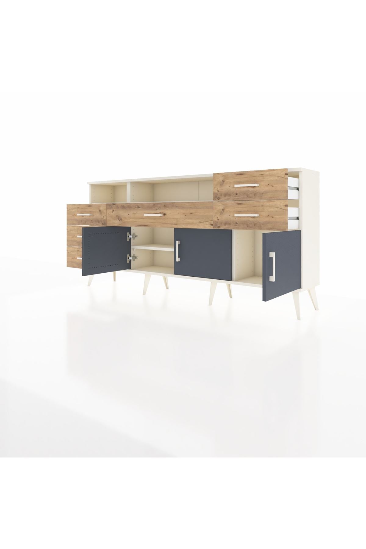 Arges Konsol 3 Raflı 6 Çekmeceli 3 Kapaklı 176x30x83 - S148M014V09A