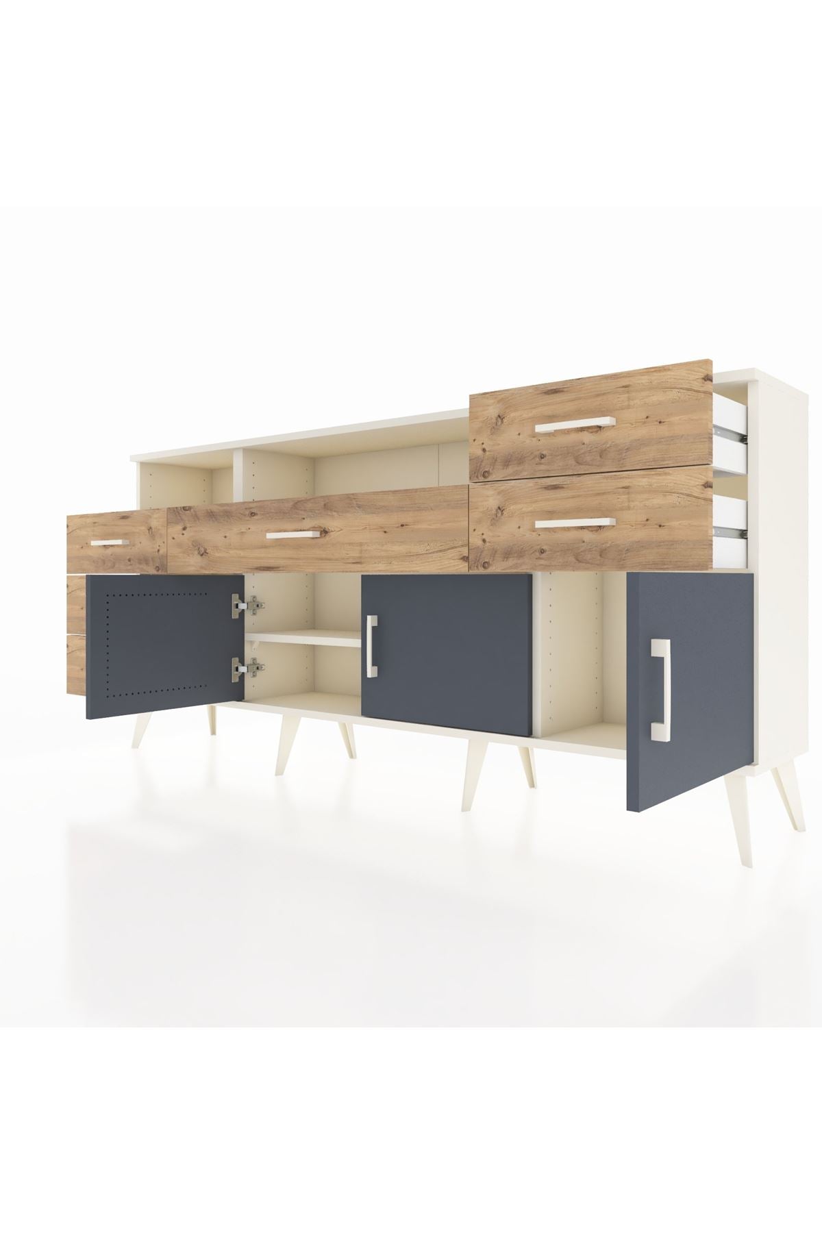 Arges Konsol 3 Raflı 6 Çekmeceli 3 Kapaklı 176x30x83 - S148M014V09A