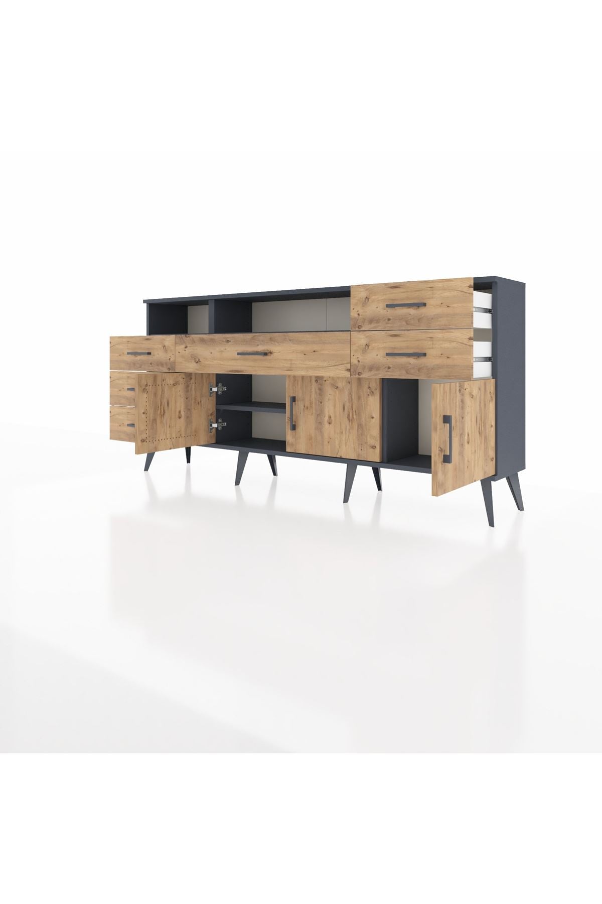 Arges Konsol 3 Raflı 6 Çekmeceli 3 Kapaklı 176x30x83 - S148M014V12A