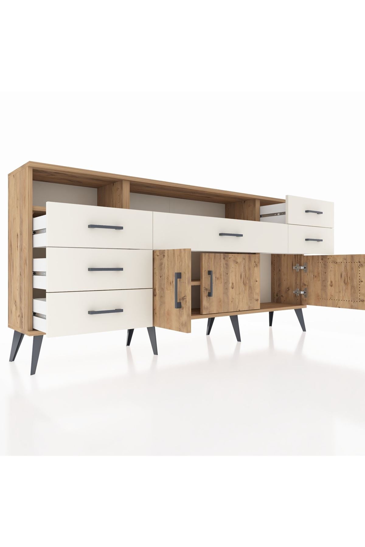 Arges Konsol 3 Raflı 6 Çekmeceli 3 Kapaklı 176x30x83 - S148M014V19A