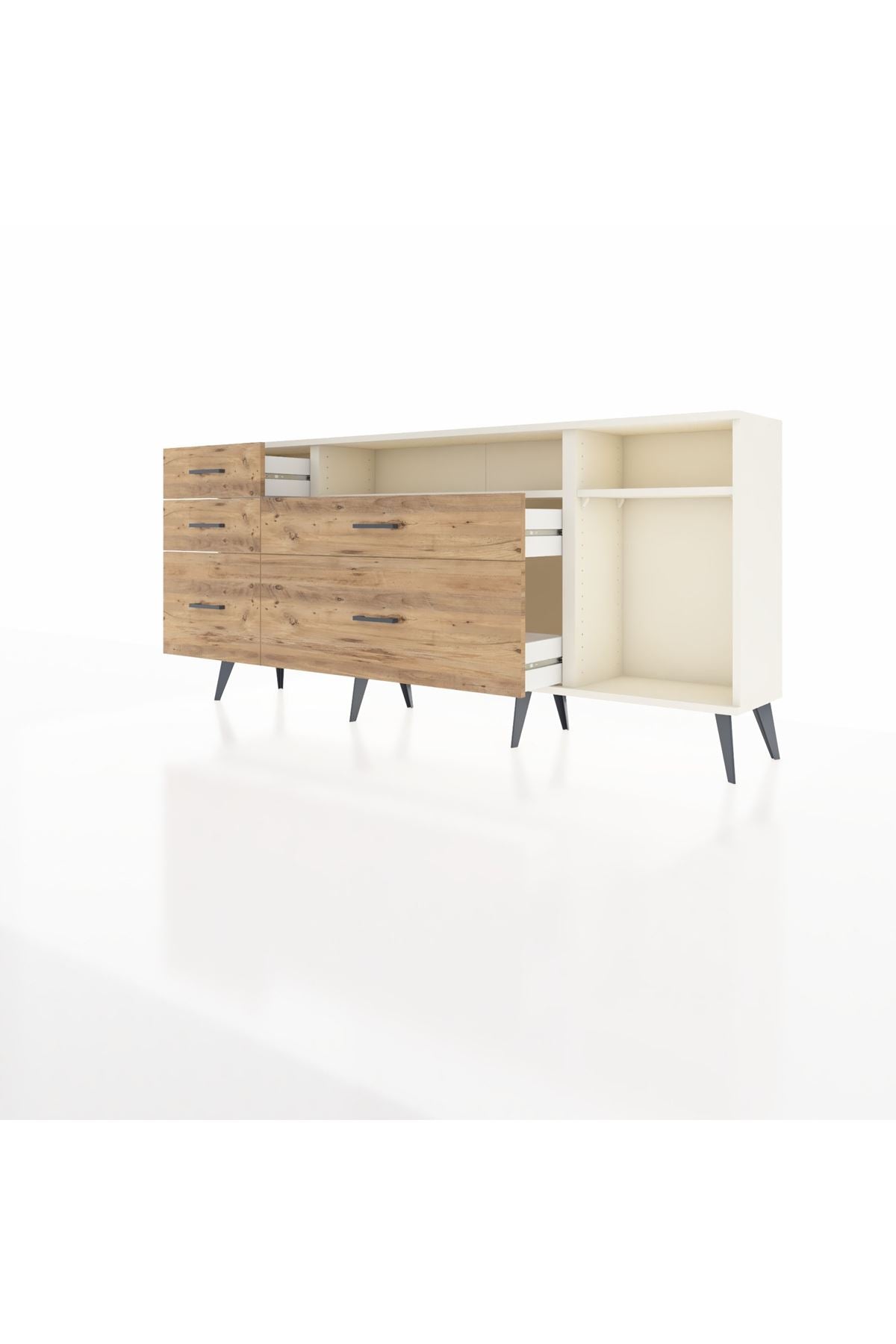 Arges Konsol 2 Raflı 5 Çekmeceli 176x30x83 - S148M015V06A