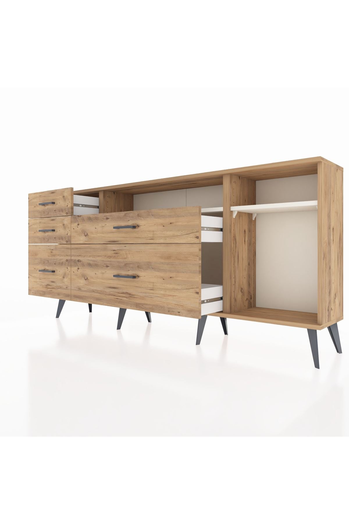 Arges Konsol 2 Raflı 5 Çekmeceli 176x30x83 - S148M015V24A