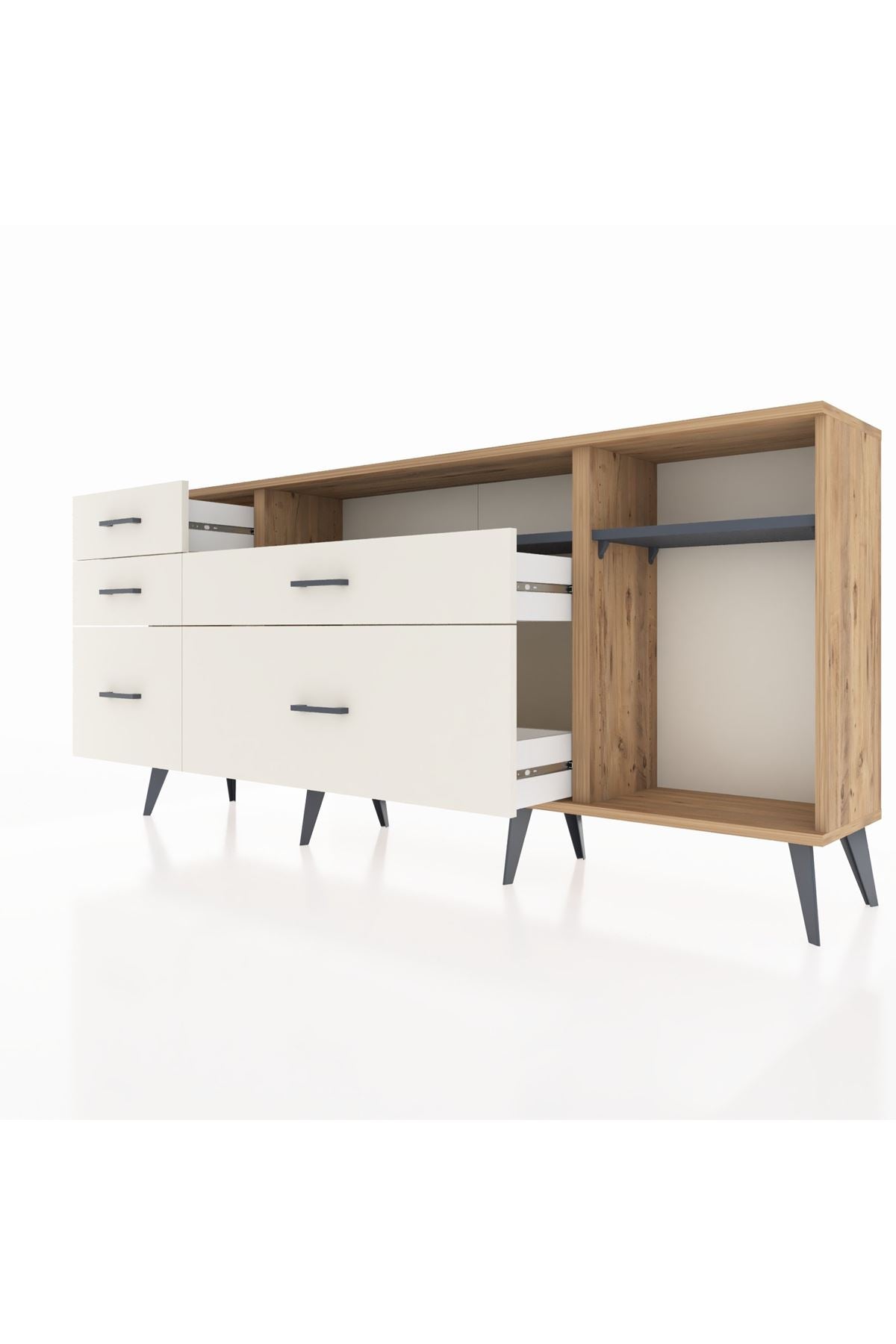 Arges Konsol 2 Raflı 5 Çekmeceli 176x30x83 - S148M015V25A