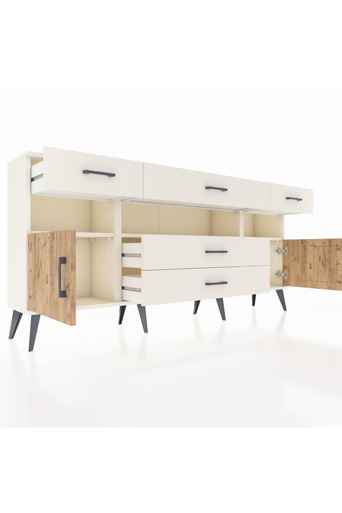 Arges Konsol 3 Raflı 5 Çekmeceli 2 Kapaklı 176x30x83 - S148M016V01A