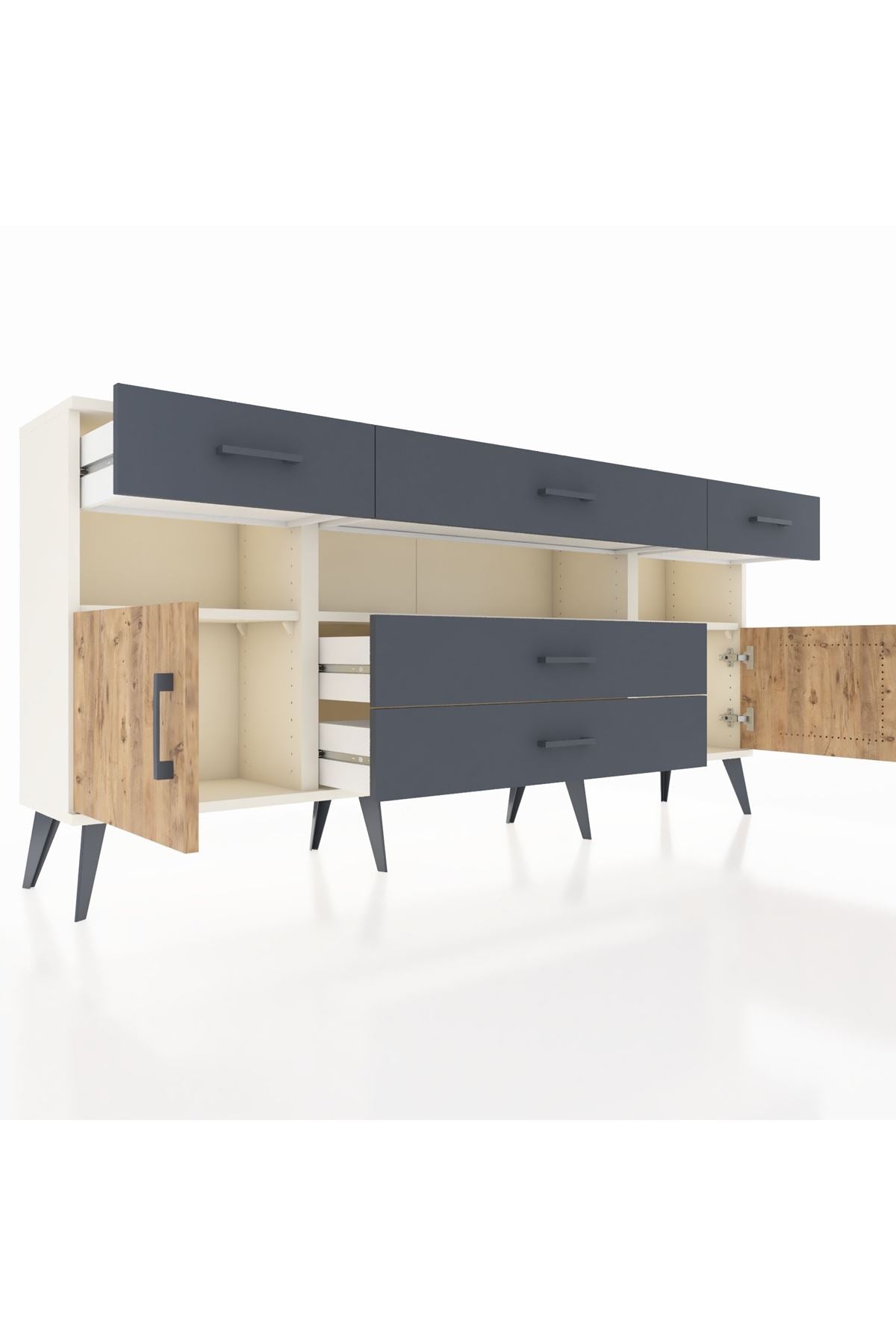 Arges Konsol 3 Raflı 5 Çekmeceli 2 Kapaklı 176x30x83 - S148M016V02A