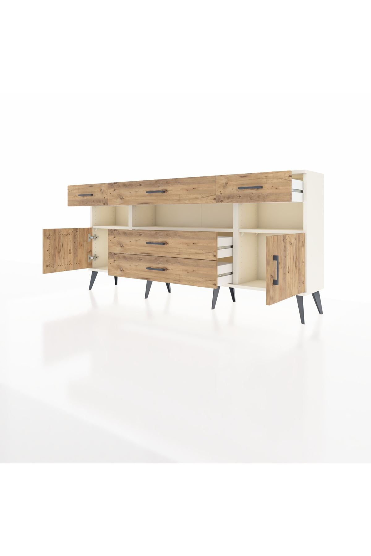 Arges Konsol 3 Raflı 5 Çekmeceli 2 Kapaklı 176x30x83 - S148M016V03A