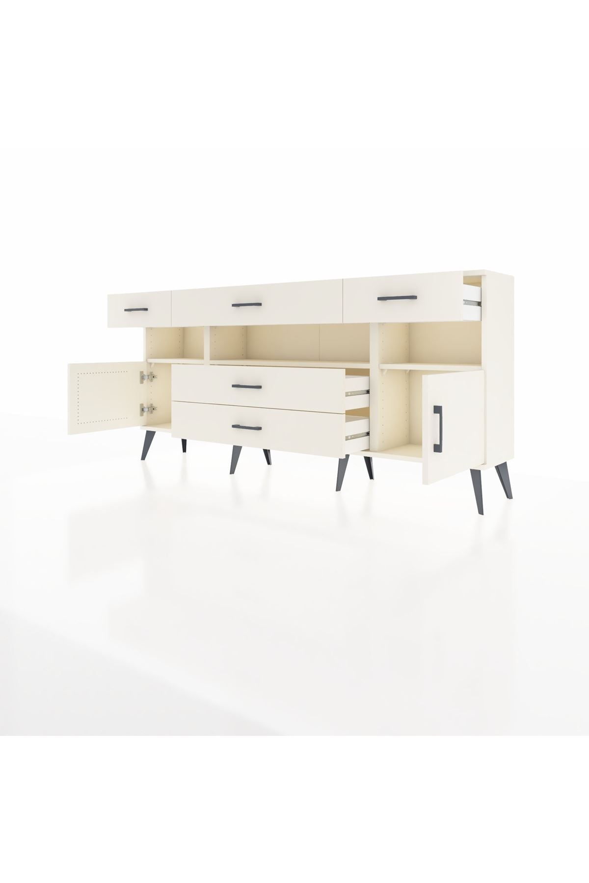 Arges Konsol 3 Raflı 5 Çekmeceli 2 Kapaklı 176x30x83 - S148M016V04A