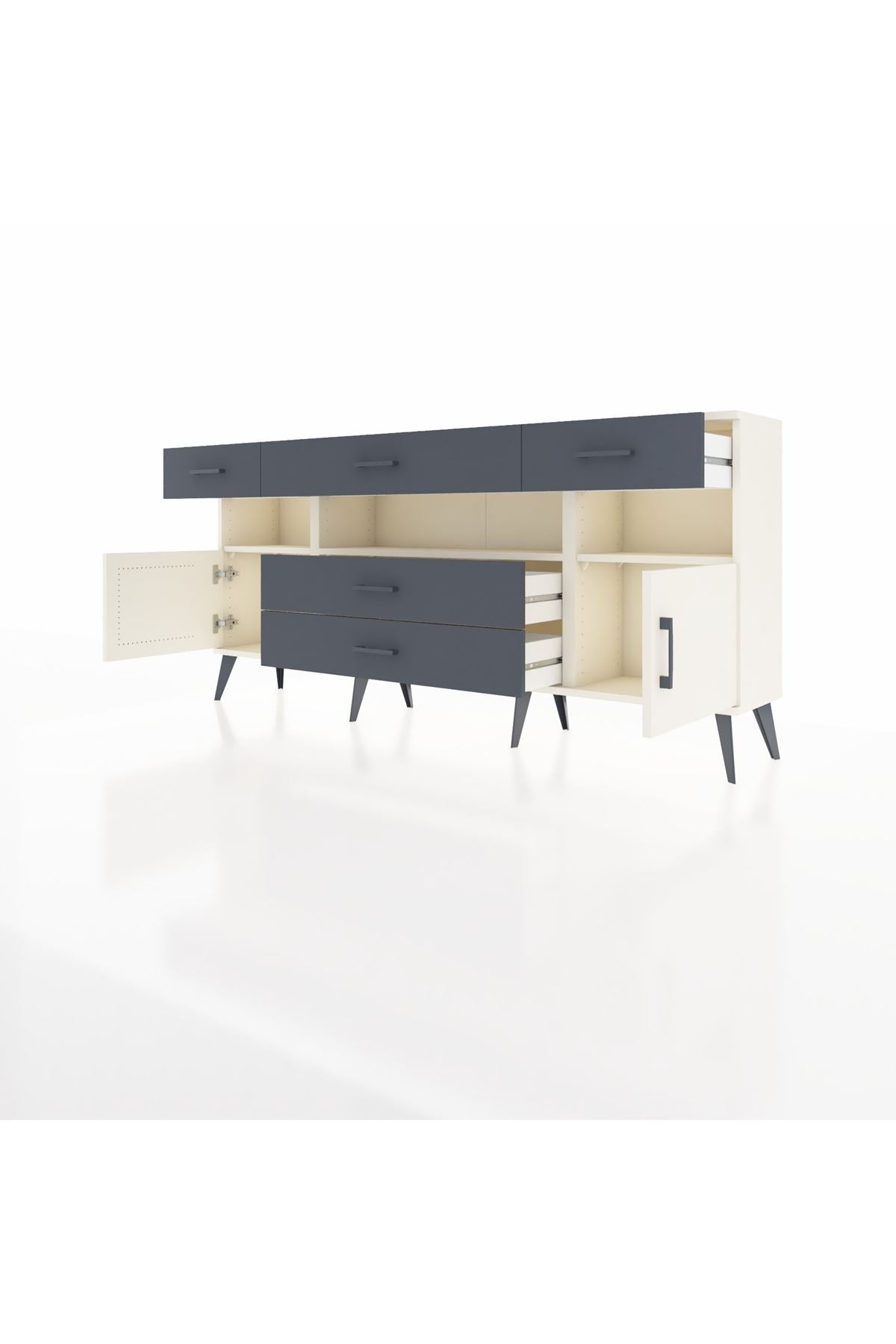 Arges Konsol 3 Raflı 5 Çekmeceli 2 Kapaklı 176x30x83 - S148M016V05A