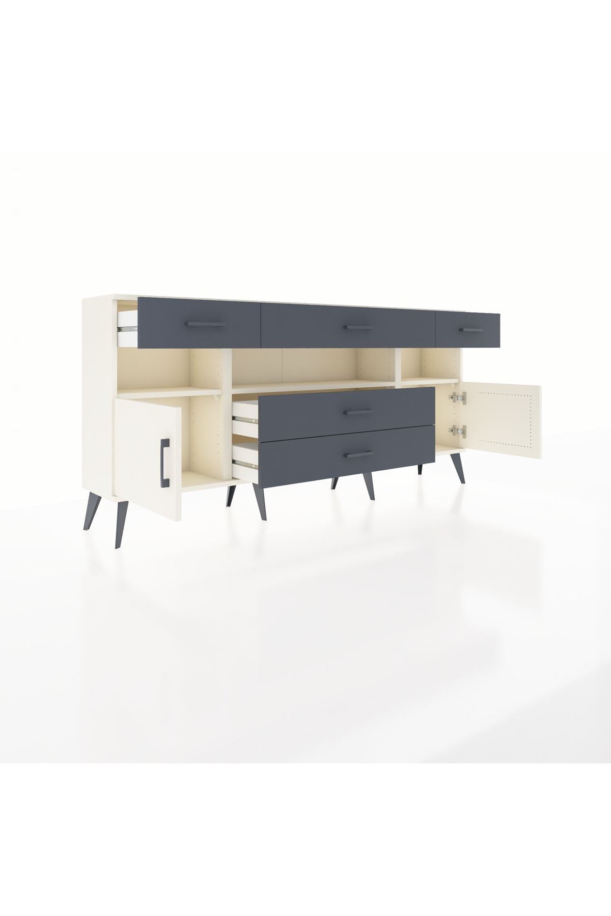 Arges Konsol 3 Raflı 5 Çekmeceli 2 Kapaklı 176x30x83 - S148M016V05A