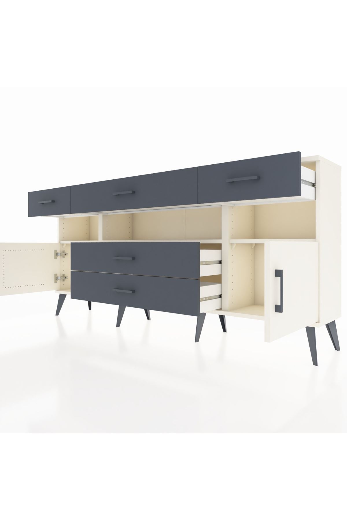 Arges Konsol 3 Raflı 5 Çekmeceli 2 Kapaklı 176x30x83 - S148M016V05A