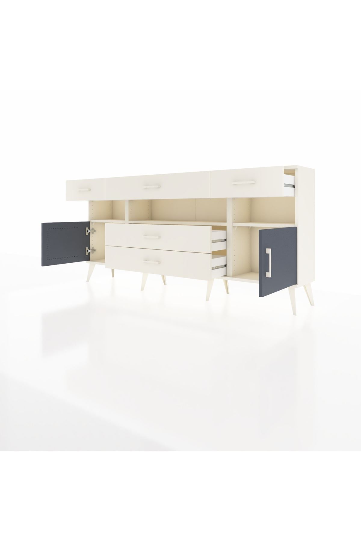 Arges Konsol 3 Raflı 5 Çekmeceli 2 Kapaklı 176x30x83 - S148M016V07A
