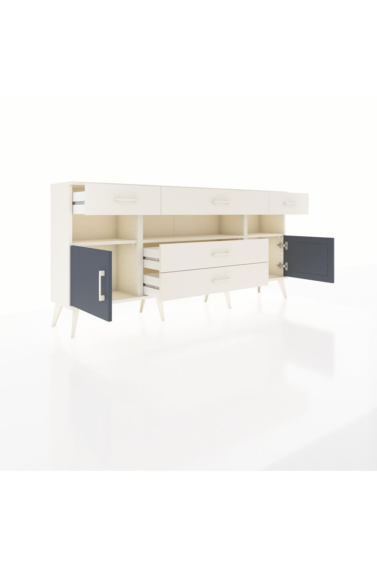Arges Konsol 3 Raflı 5 Çekmeceli 2 Kapaklı 176x30x83 - S148M016V07A