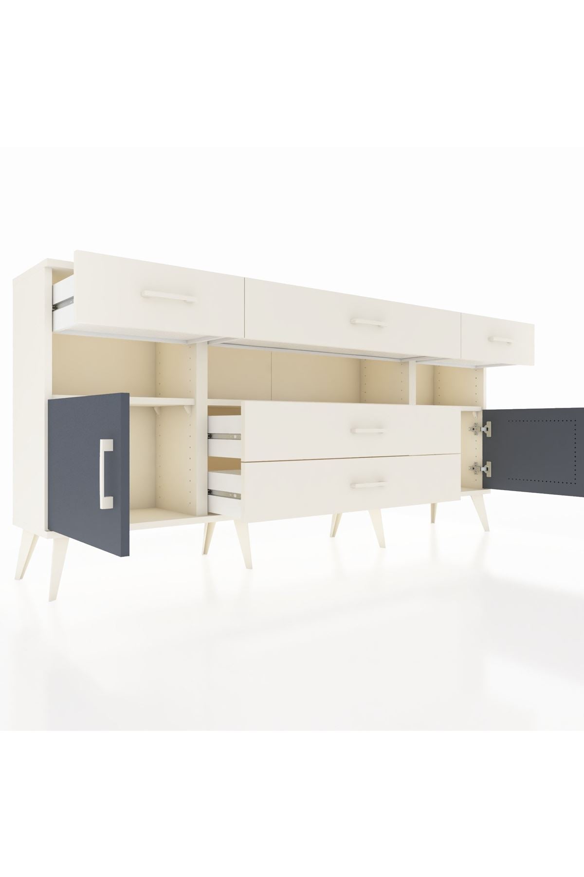 Arges Konsol 3 Raflı 5 Çekmeceli 2 Kapaklı 176x30x83 - S148M016V07A