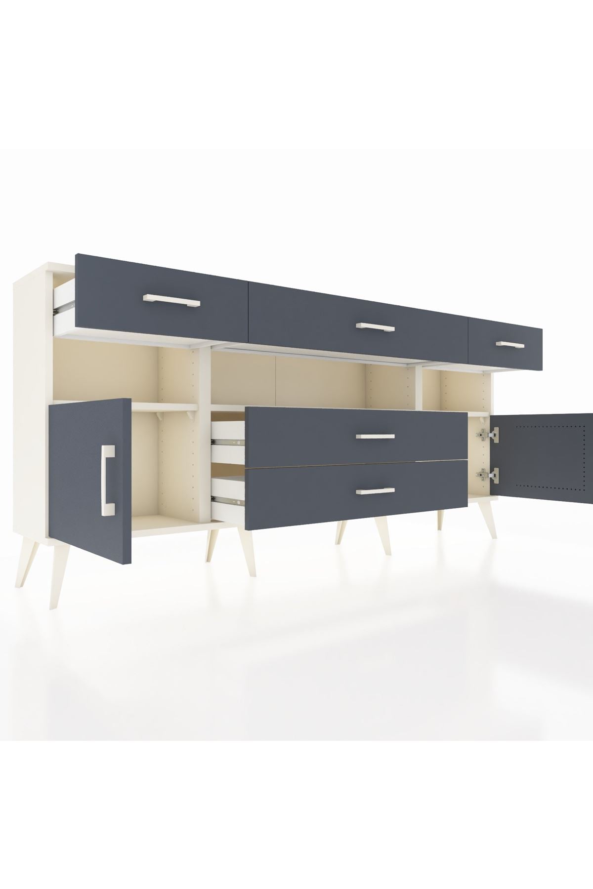 Arges Konsol 3 Raflı 5 Çekmeceli 2 Kapaklı 176x30x83 - S148M016V08A