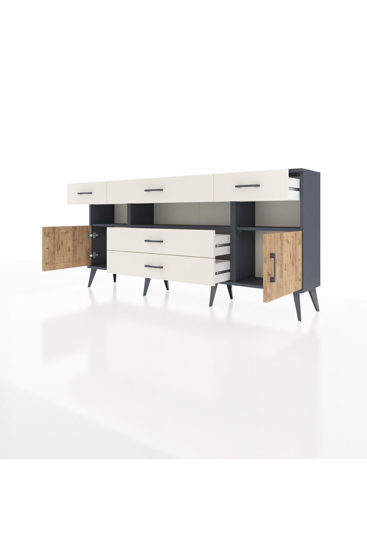 Arges Konsol 3 Raflı 5 Çekmeceli 2 Kapaklı 176x30x83 - S148M016V10A