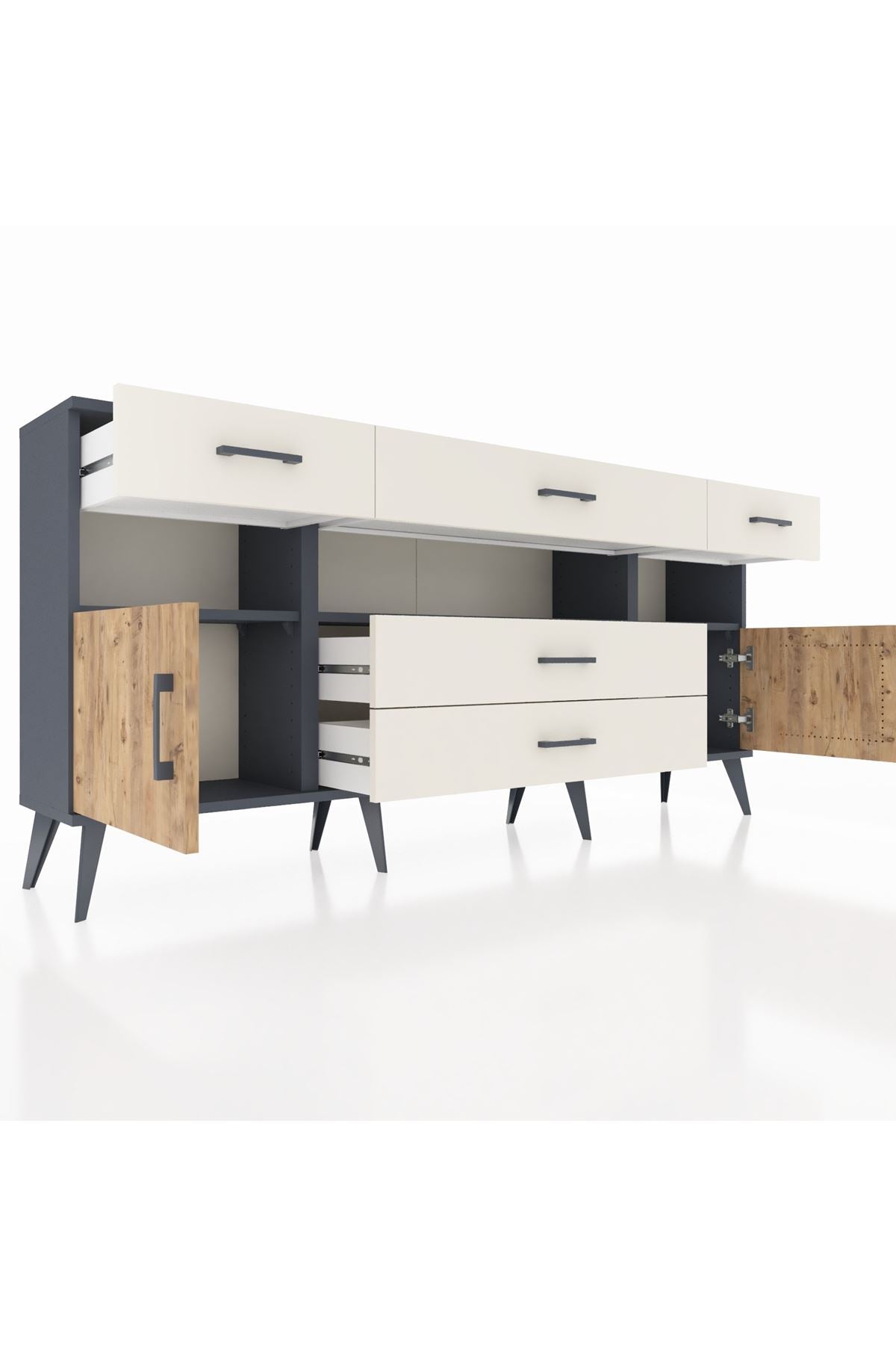 Arges Konsol 3 Raflı 5 Çekmeceli 2 Kapaklı 176x30x83 - S148M016V10A