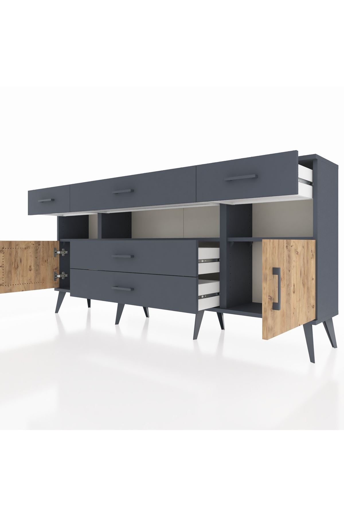 Arges Konsol 3 Raflı 5 Çekmeceli 2 Kapaklı 176x30x83 - S148M016V11A