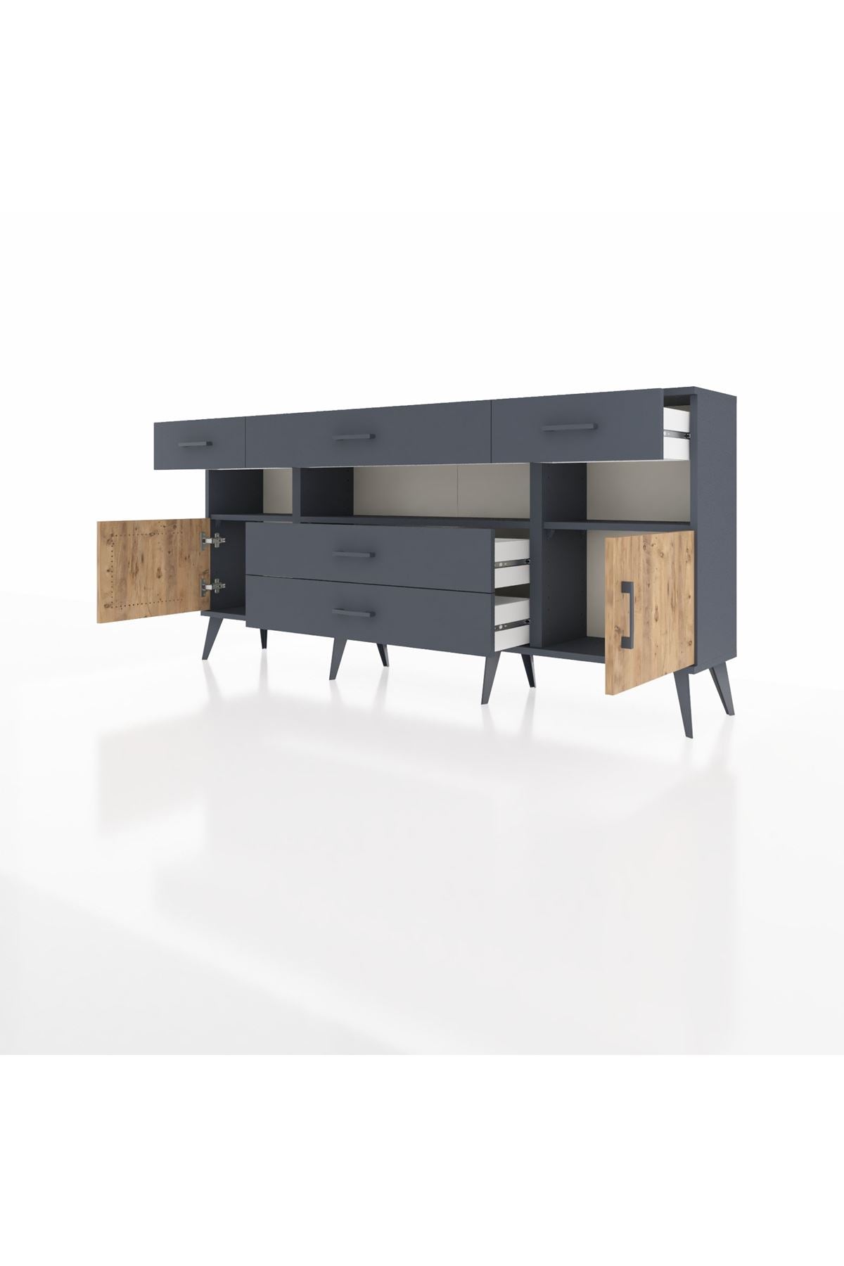 Arges Konsol 3 Raflı 5 Çekmeceli 2 Kapaklı 176x30x83 - S148M016V11A