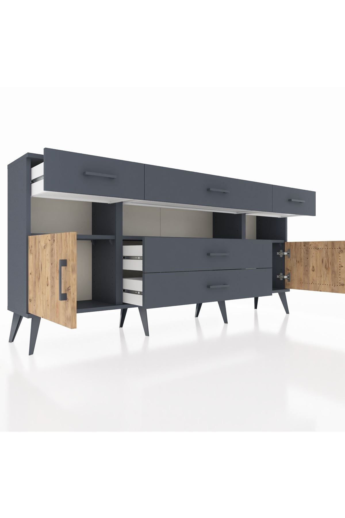 Arges Konsol 3 Raflı 5 Çekmeceli 2 Kapaklı 176x30x83 - S148M016V11A