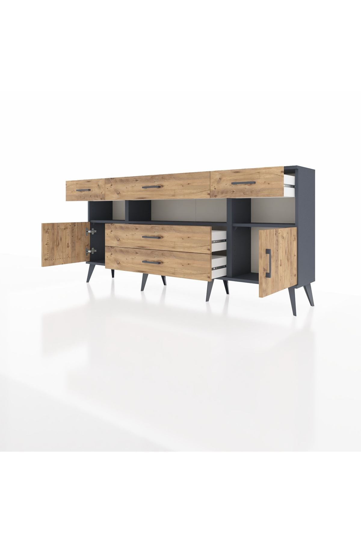 Arges Konsol 3 Raflı 5 Çekmeceli 2 Kapaklı 176x30x83 - S148M016V12A