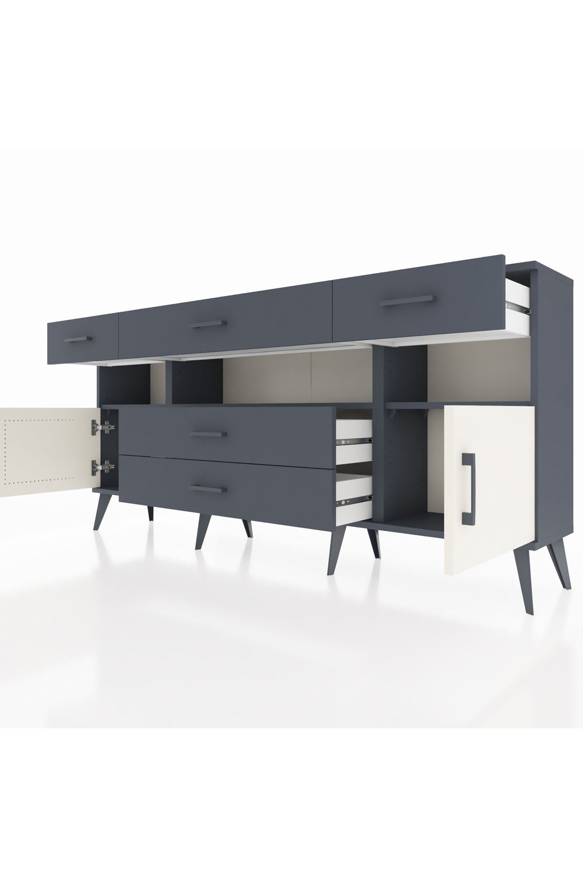 Arges Konsol 3 Raflı 5 Çekmeceli 2 Kapaklı 176x30x83 - S148M016V14A