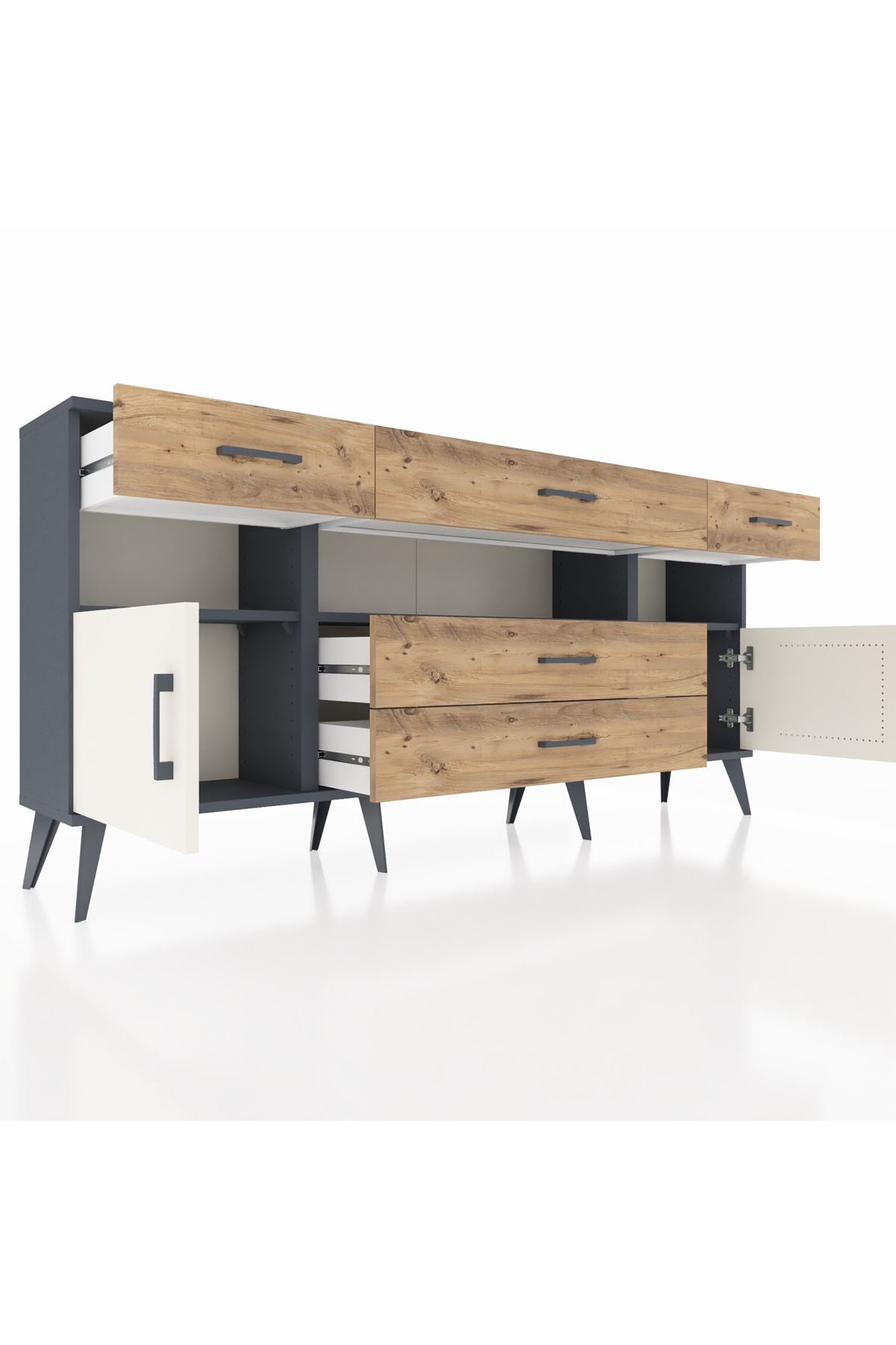 Arges Konsol 3 Raflı 5 Çekmeceli 2 Kapaklı 176x30x83 - S148M016V15A