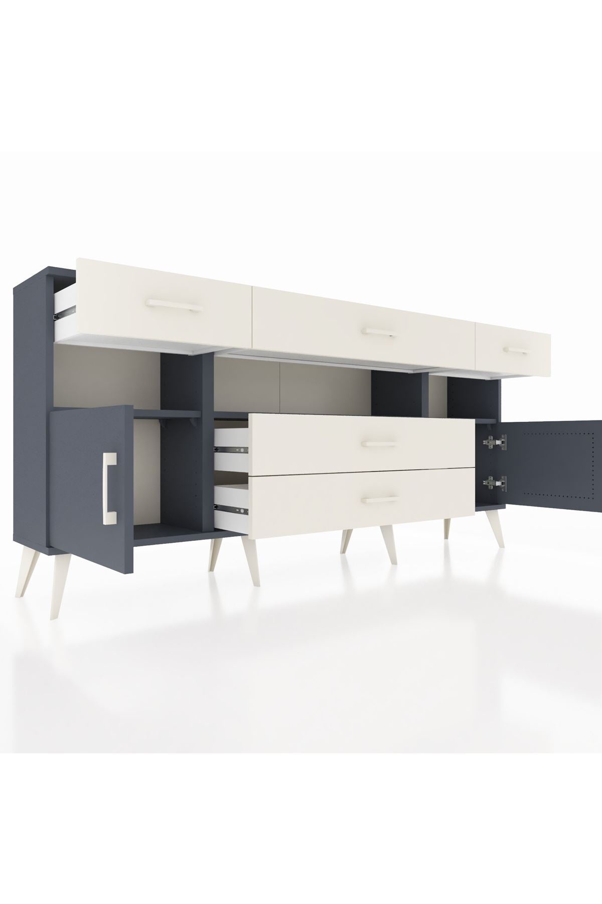 Arges Konsol 3 Raflı 5 Çekmeceli 2 Kapaklı 176x30x83 - S148M016V16A